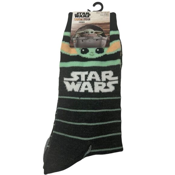 Star Wars Grogu Mandalorian Crew Socks 2-Pack NWT Gift Men’s 6.5–12 Disney - Picture 1 of 4